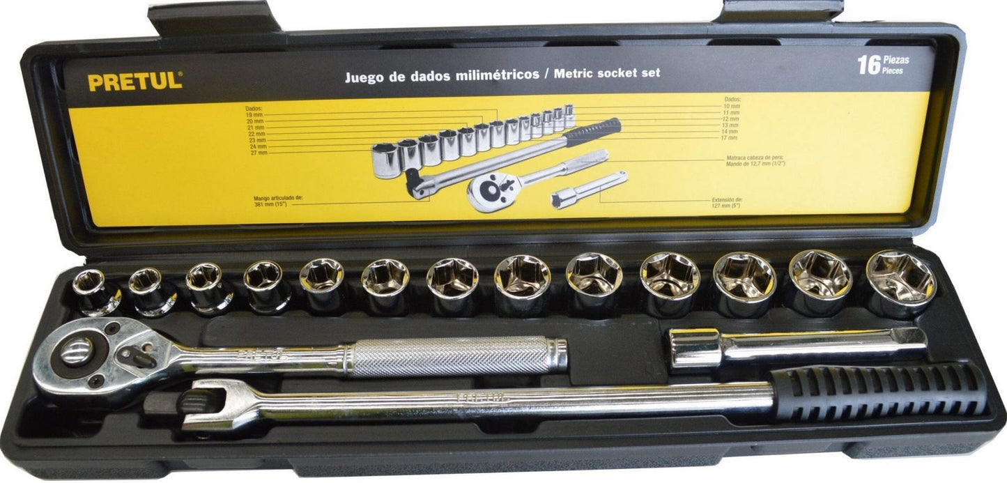 Pretful Socket Set - 1/4" drive - Metric 22 Piece