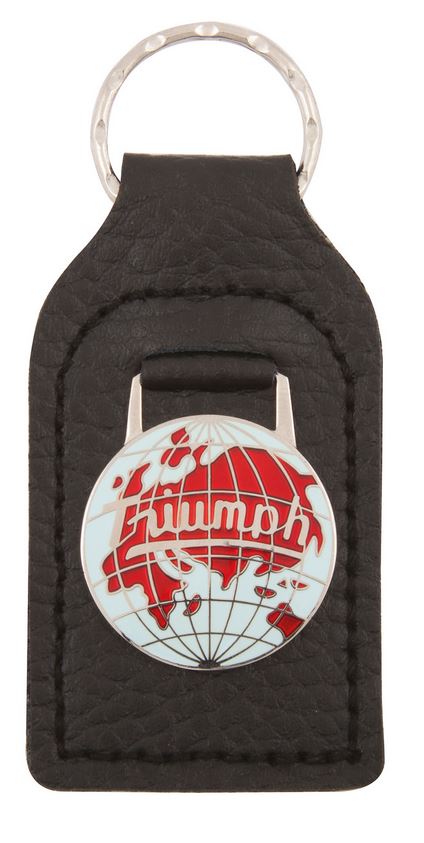 'Triumph Globe' Enamel Badged Leather Key Ring