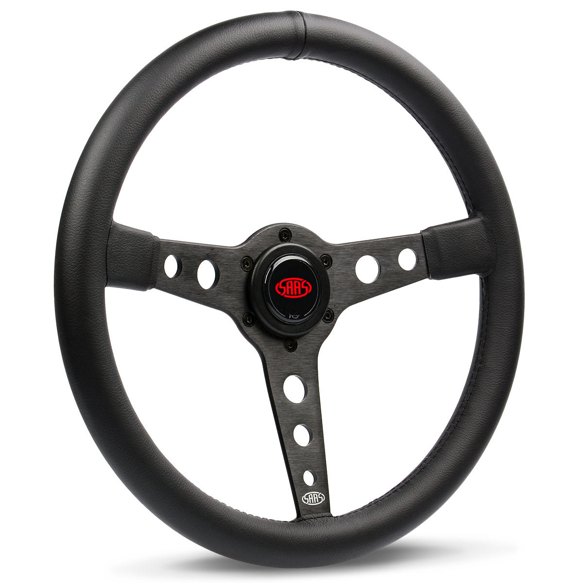 Steering Wheel Leatherette 14" ADR Retro Black Spoke - Black Stitching - SAAS