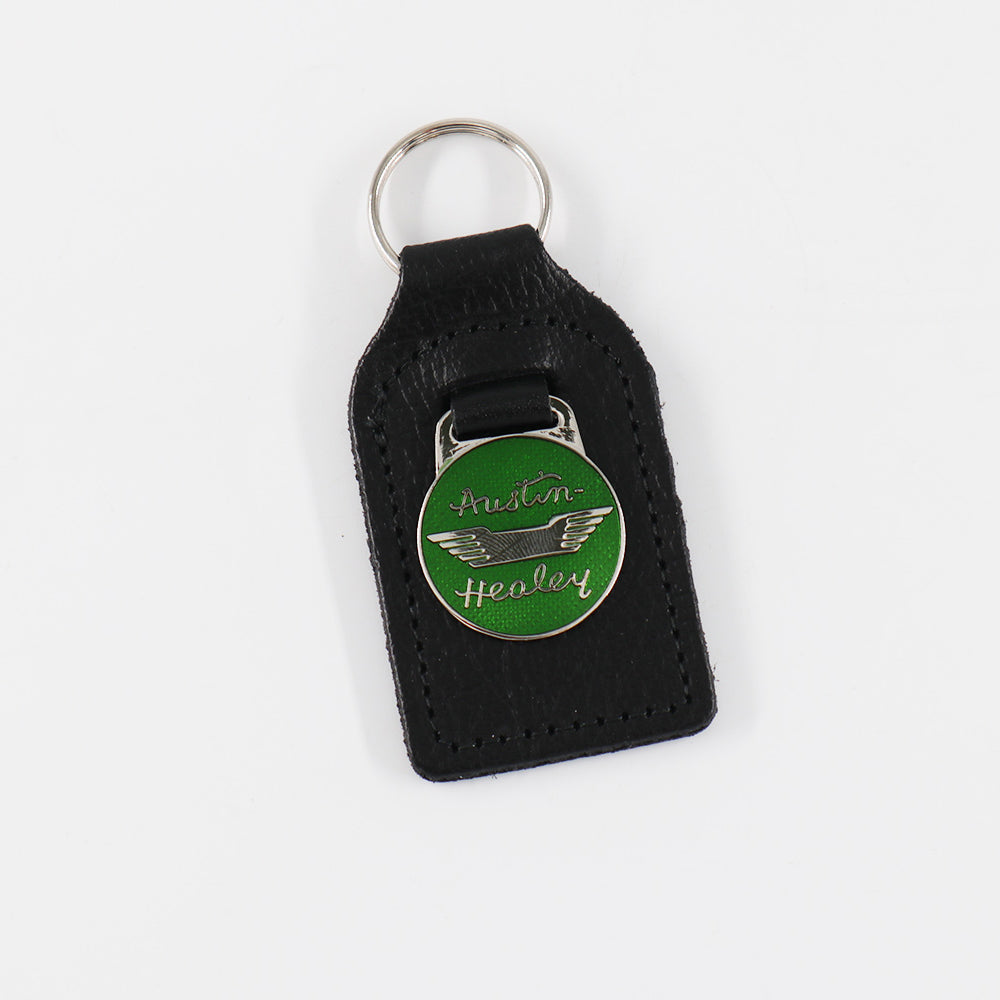 'Austin Healey' Enamel Badged Leather Key Ring