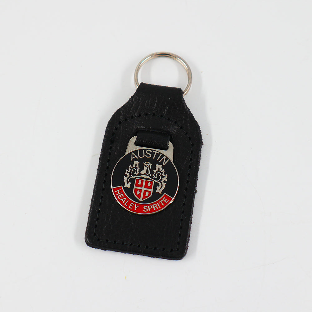 'Austin Healey Sprite' Enamel Badged Leather Key Ring