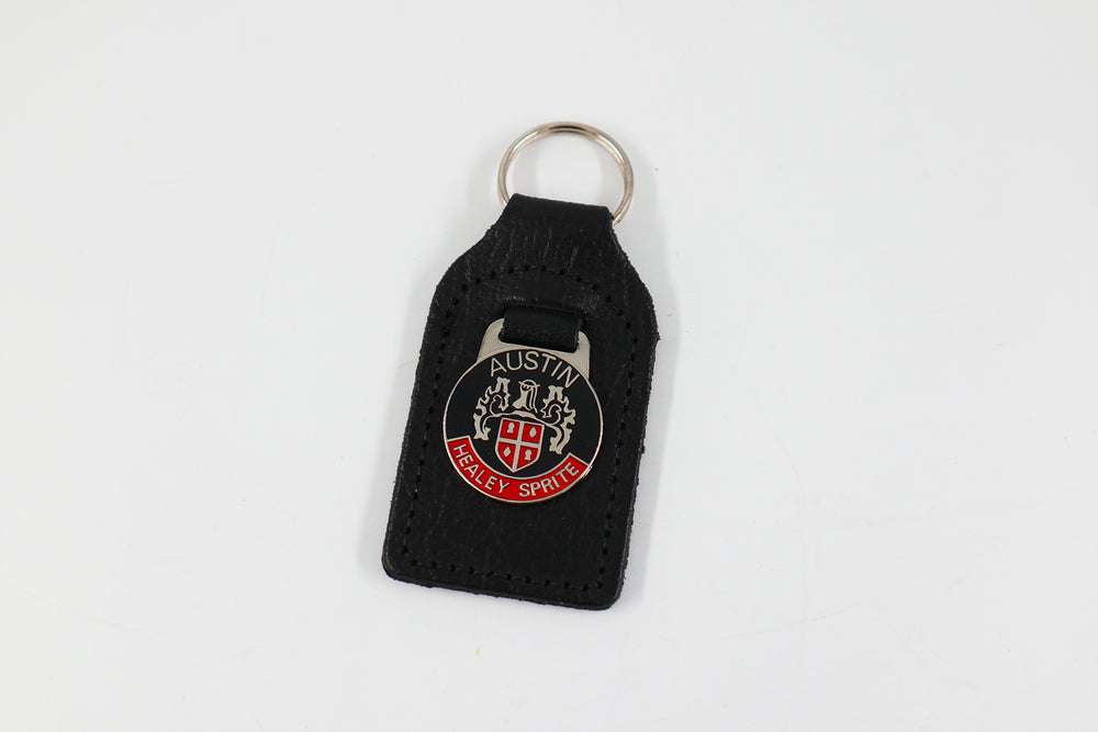 'Austin Healey Sprite' Enamel Badged Leather Key Ring