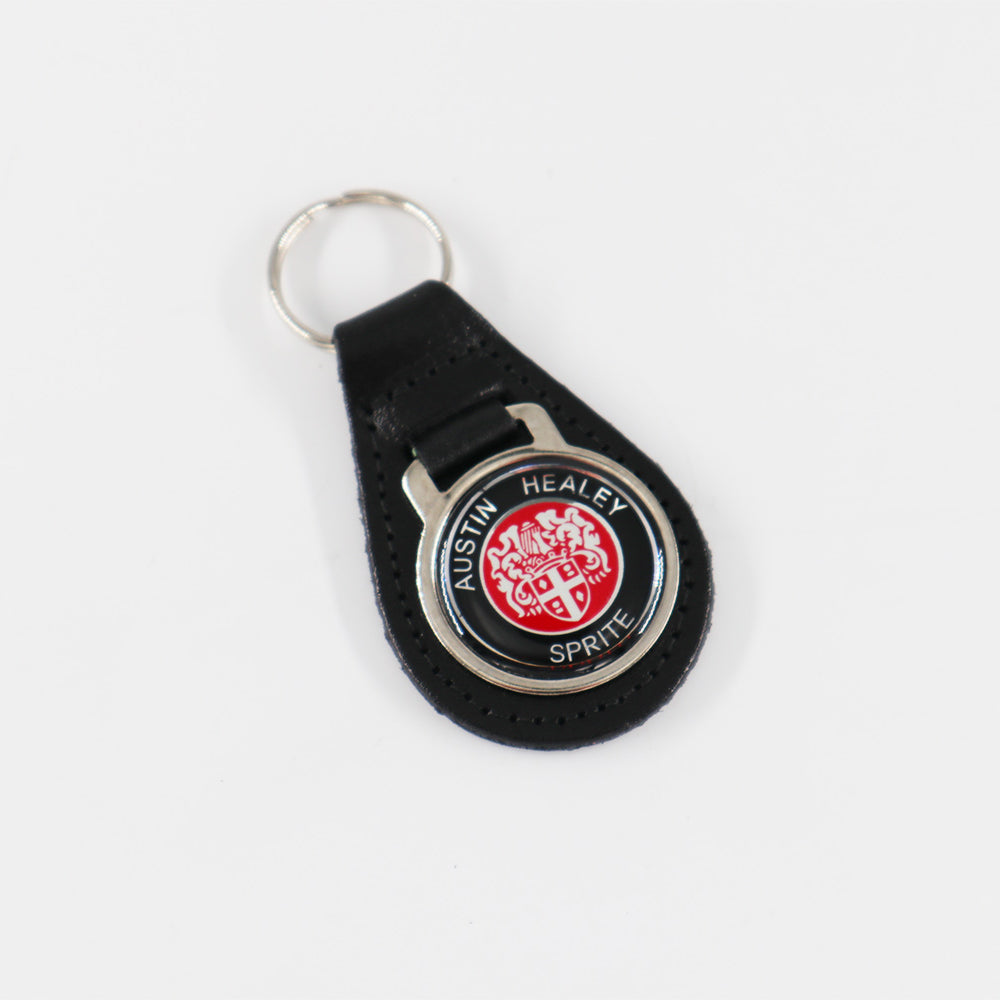 'Austin Healey Sprite' Enamel Badged Leather Key Ring